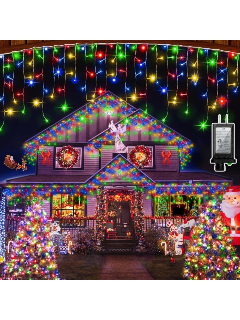 132FT Multicolor LED Christmas Icicle Lights - 1332 Bulbs, 12 Modes, 296 Drops